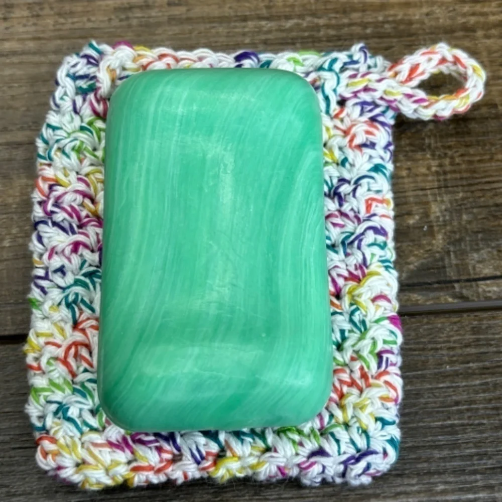 Crochet Bar Soap Saver Pouch Bag Cotton Handcrafted Exfoliating Drawstring‎ Knit